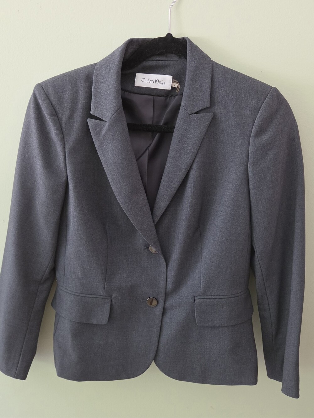Calvin Klein Charcoal Grey Two-Button Structured Blazer